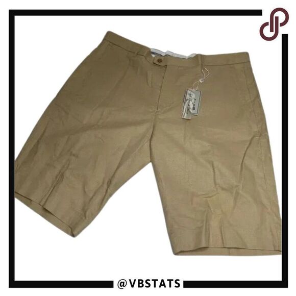 Stacy Adams Soft Touch Linen Shorts in Khaki Tan Size 40W x 12IS (NWT) - Picture 1 of 8